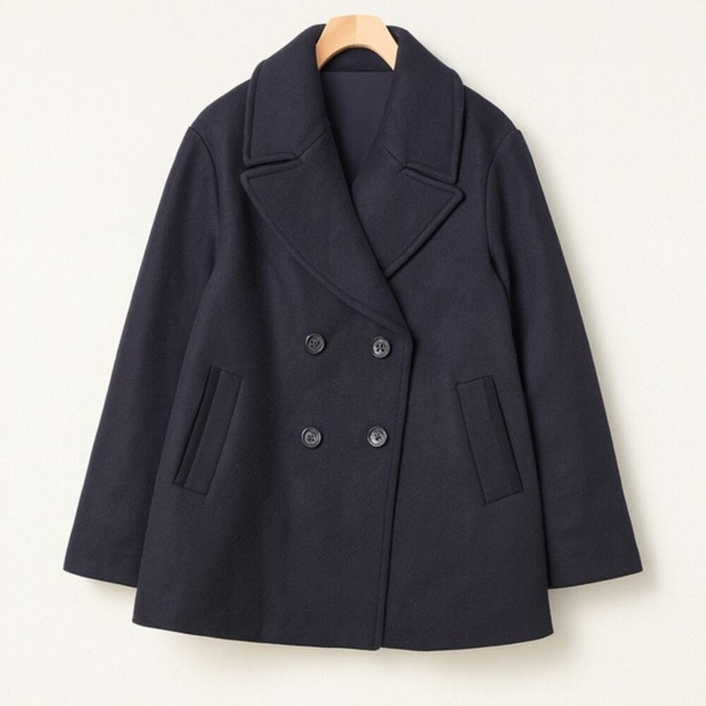 Barbour Ingrid Double Breasted Wool Blend Peacoat Navy 14
